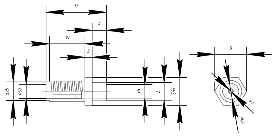 Разъем SMA(female) на корпус, с гайкой, под пайку на кабель RG-402 (0.141")