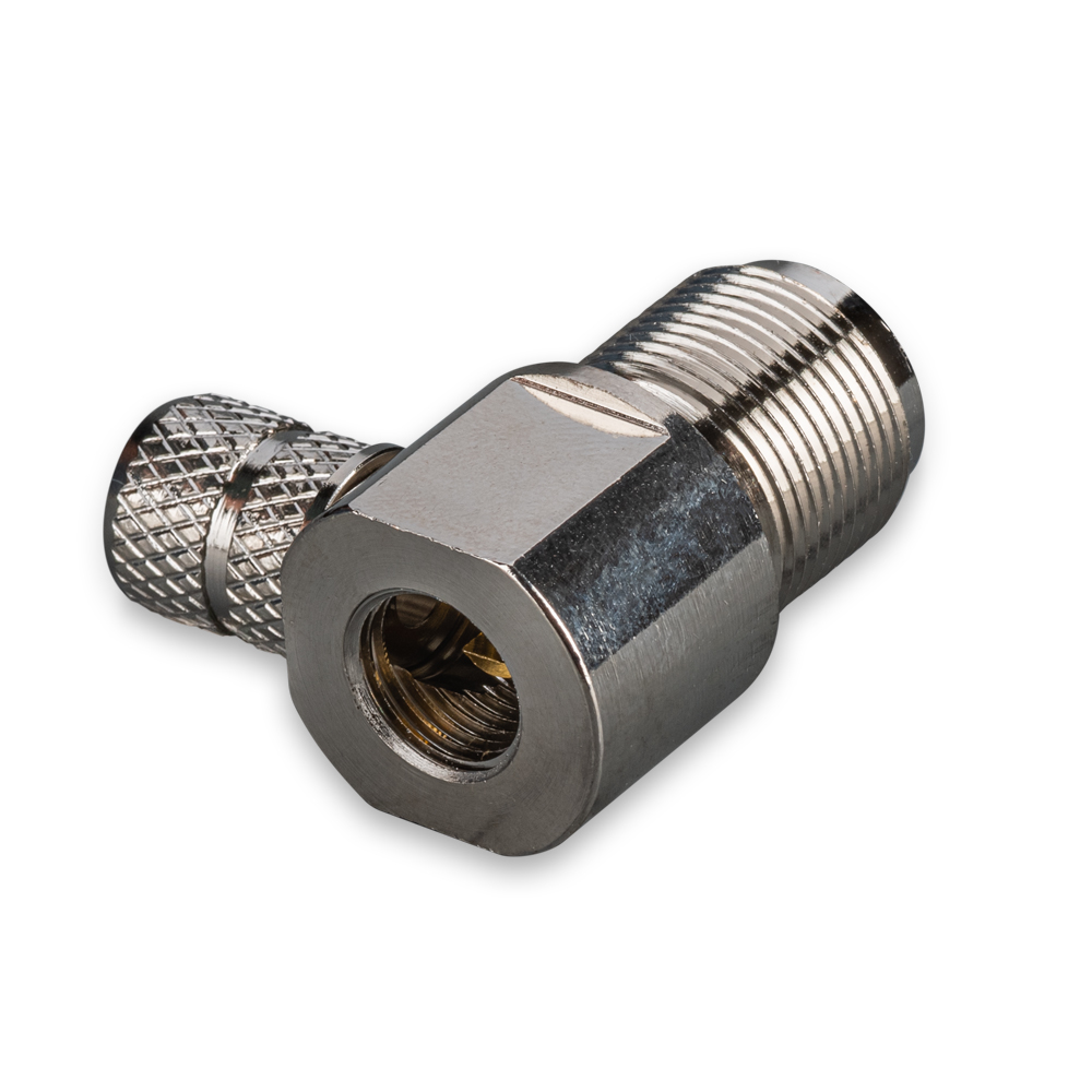 Разъем N(female) на кабели 8D-FB, LMR-400, RG-8, RG-213, угловой, обжимной, с гайкой и шайбой