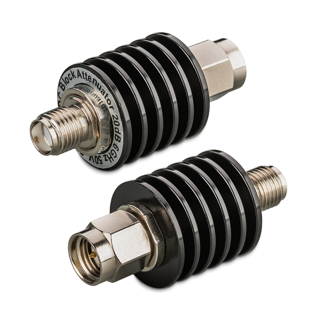 Аттенюатор 20 дБ с блокировкой напряжения 50 В SMA до 6 ГГц TWDA-5-6-50V-20